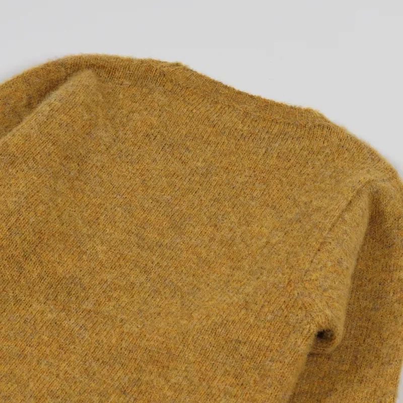 Shetland Woollen Co. Shaggy Knit Crew Neck Sweater Yellow Ochre-4