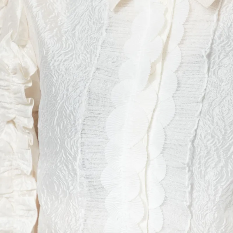 Stella Nova Womens Delicate Frill Shirt Ivory-5