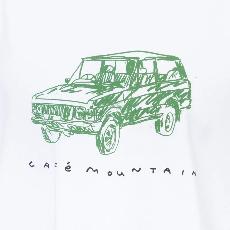 Cafe Mountain Scribble Rangey T Shirt White-2