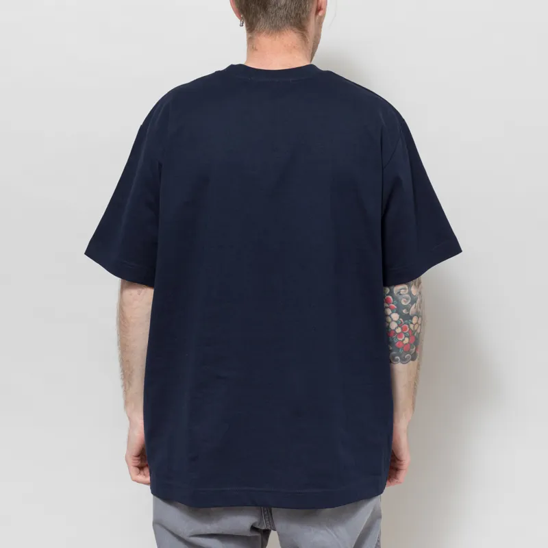 Cafe Mountain Scribble Rangey T Shirt Navy-1