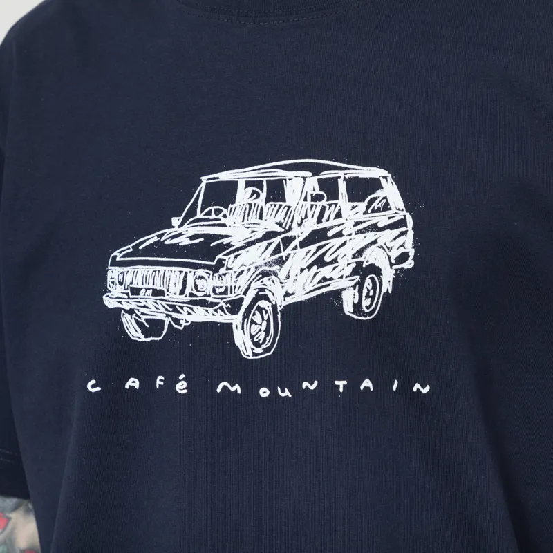 Cafe Mountain Scribble Rangey T Shirt Navy-3