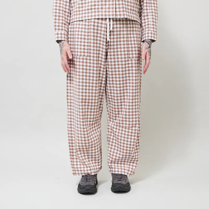 Service Works Womens Gingham Barrel Pants Brown