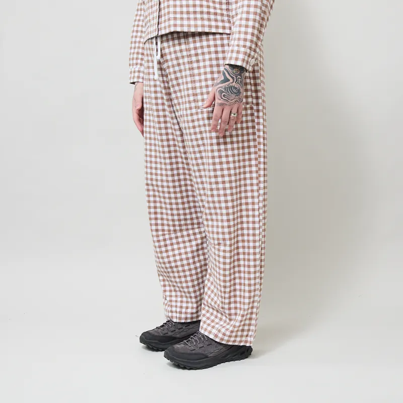 Service Works Womens Gingham Barrel Pants Brown-1