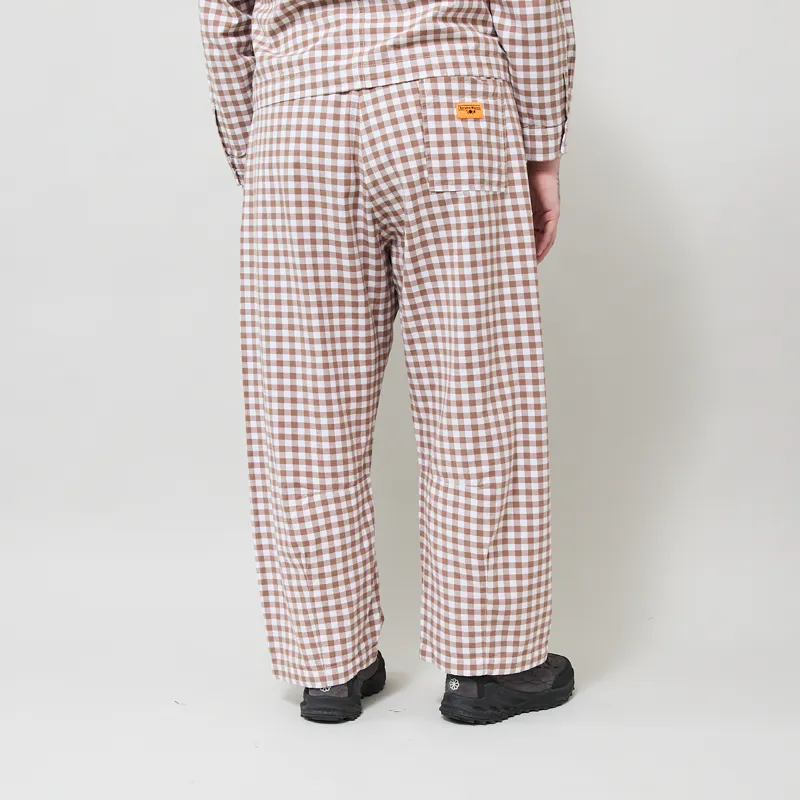 Service Works Womens Gingham Barrel Pants Brown-2