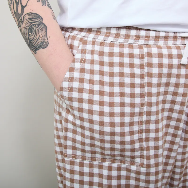 Service Works Womens Gingham Barrel Pants Brown-4