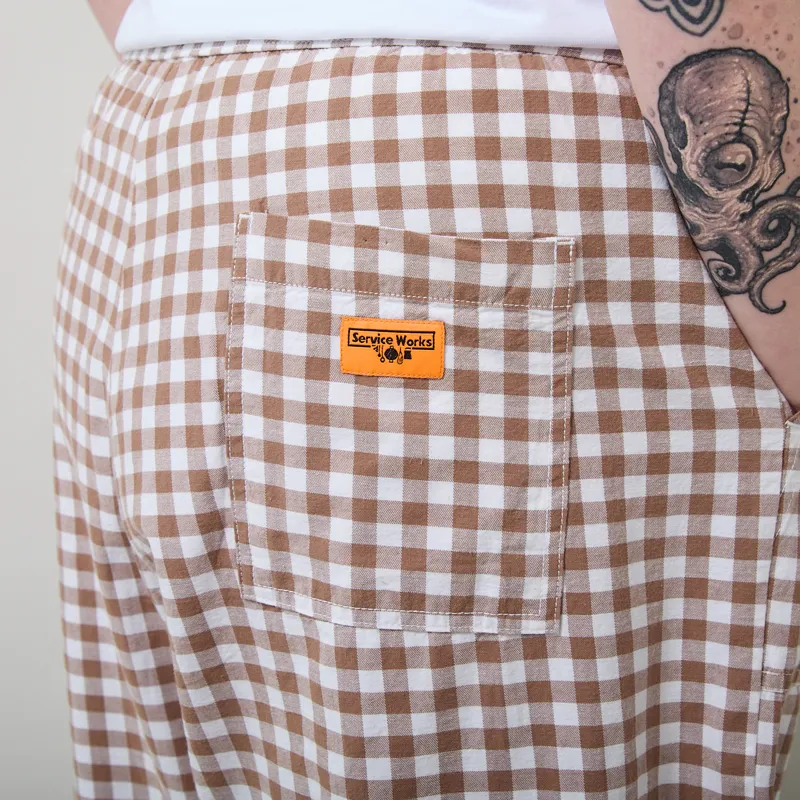 Service Works Womens Gingham Barrel Pants Brown-6