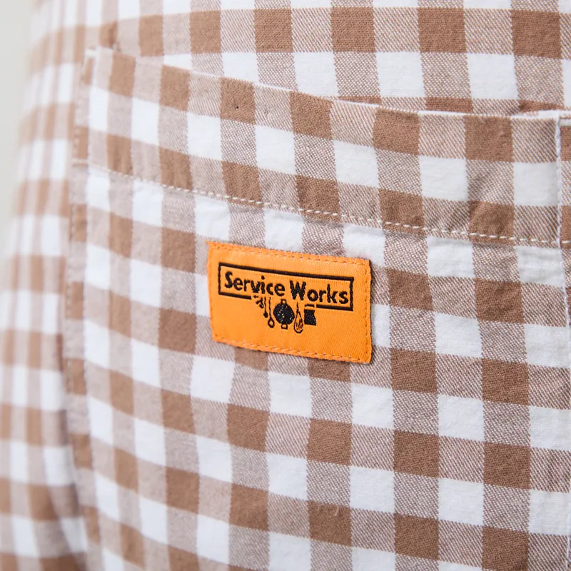 Service Works Womens Gingham Barrel Pants Brown-9