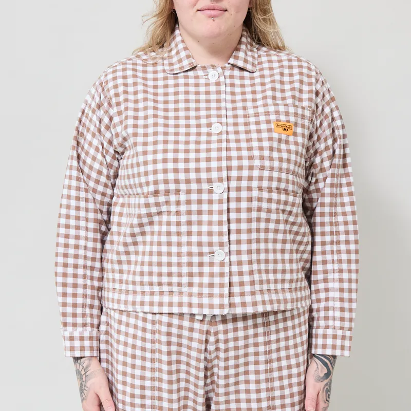 Service Works Womens Gingham Cropped Work Jacket Brown