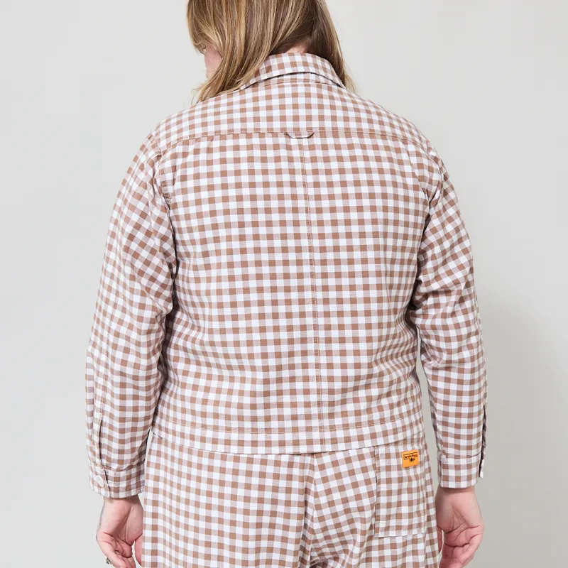 Service Works Womens Gingham Cropped Work Jacket Brown-2