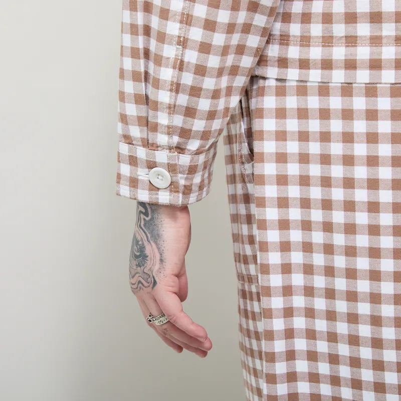 Service Works Womens Gingham Cropped Work Jacket Brown-5