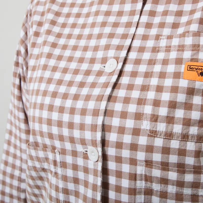 Service Works Womens Gingham Cropped Work Jacket Brown-12