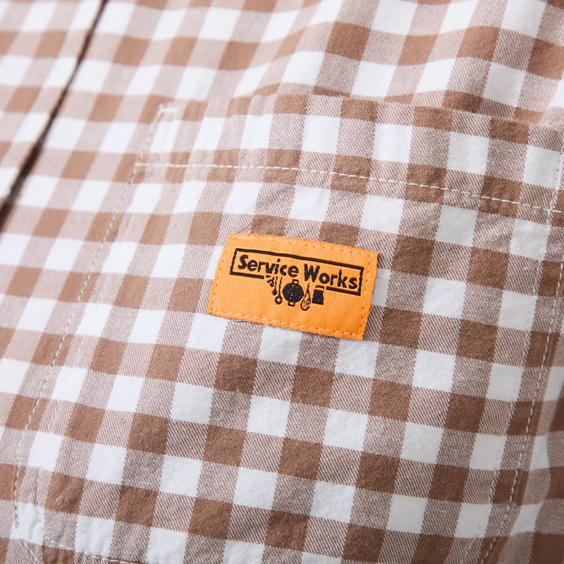 Service Works Womens Gingham Cropped Work Jacket Brown-10