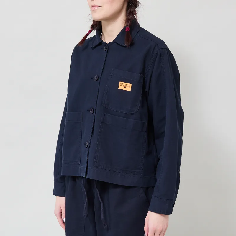 Service Works Womens Canvas Cropped Work Jacket Dark Navy-1