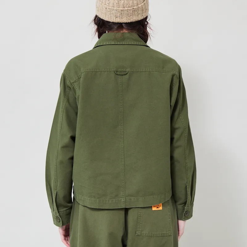 Service Works Womens Canvas Cropped Work Jacket Olive-2