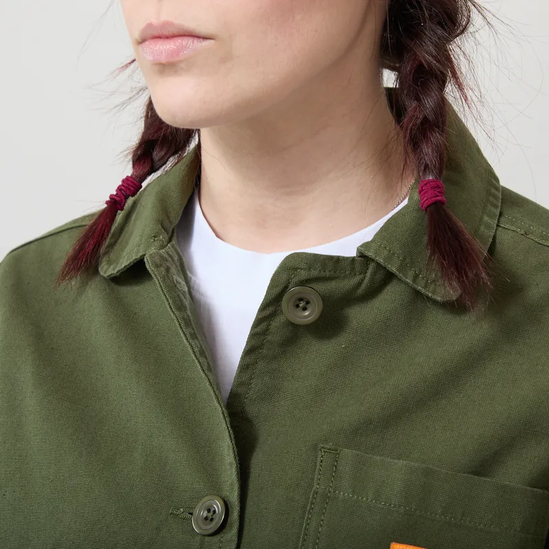 Service Works Womens Canvas Cropped Work Jacket Olive-5