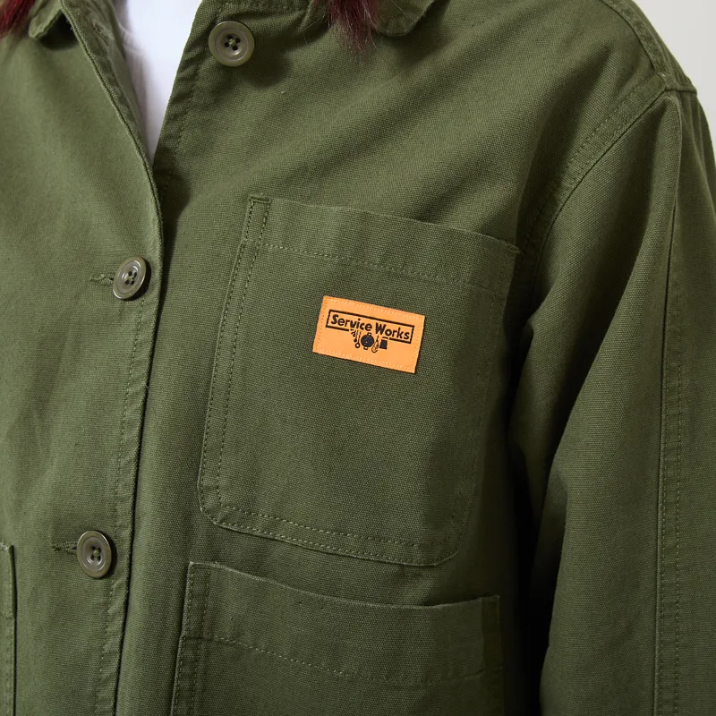 Service Works Womens Canvas Cropped Work Jacket Olive-8