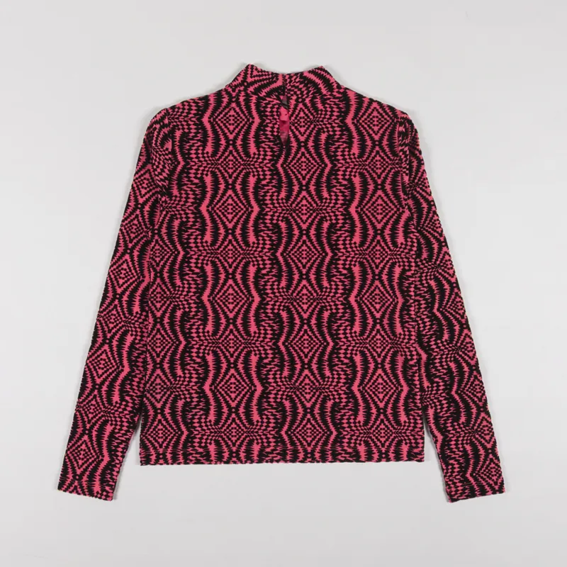 Fred Perry Womens Flock Print Mesh Top Flamingo Tan-1