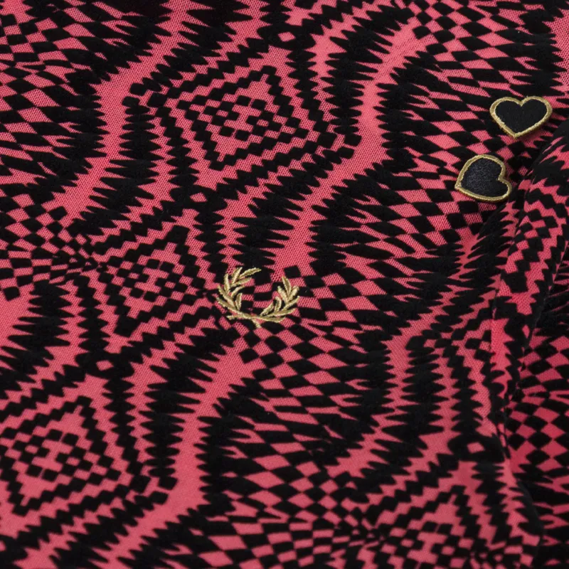 Fred Perry Womens Flock Print Mesh Top Flamingo Tan-5