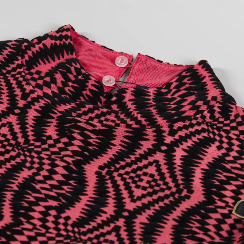 Fred Perry Womens Flock Print Mesh Top Flamingo Tan-4