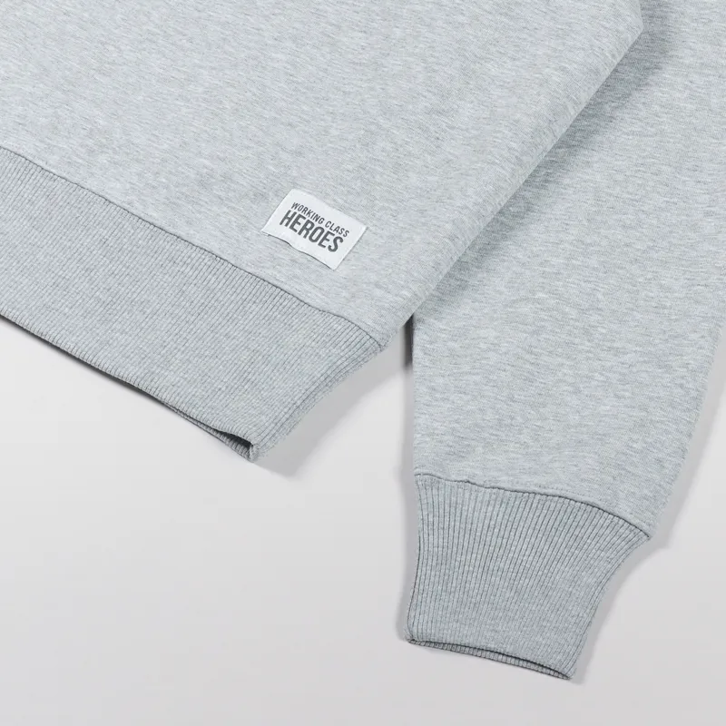Working Class Heroes Heavyweight Oversized Crew Sweatshirt Heather Grey-4