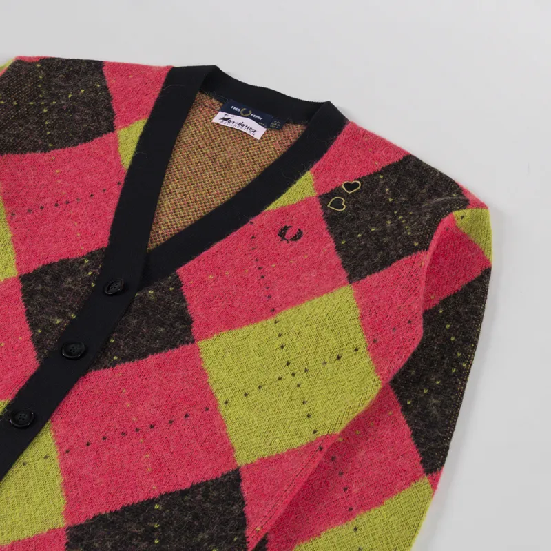 Fred Perry Womens Brushed Argyle Cardigan Flamingo Tan-2
