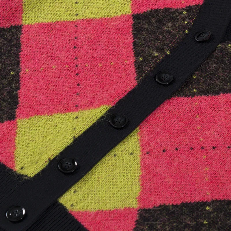 Fred Perry Womens Brushed Argyle Cardigan Flamingo Tan-5