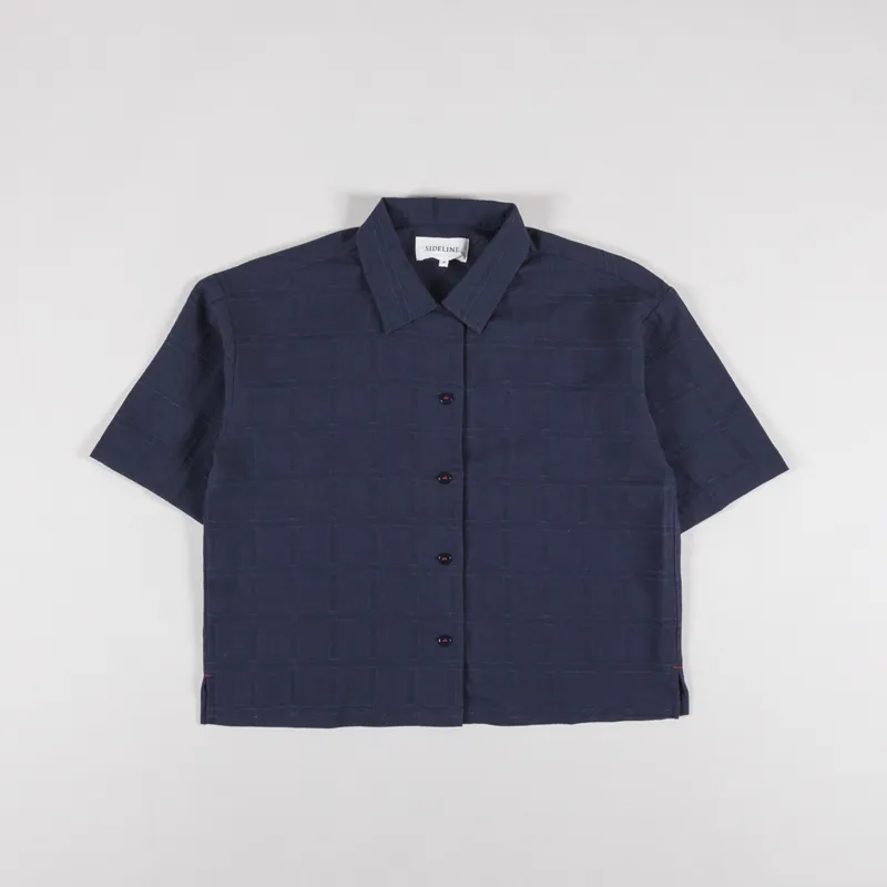 Sideline Womens Stella Shirt Navy Check-4