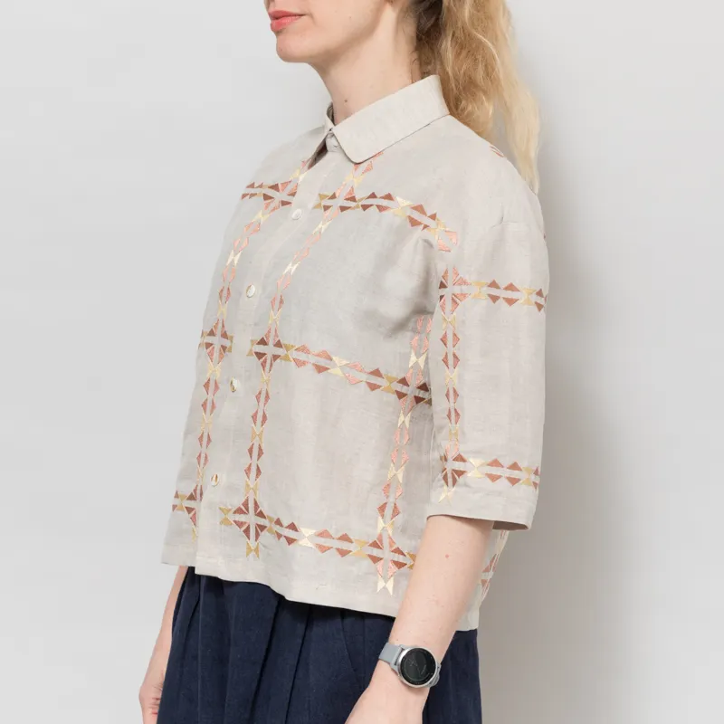 Sideline Womens Polly Shirt Oat Base-1