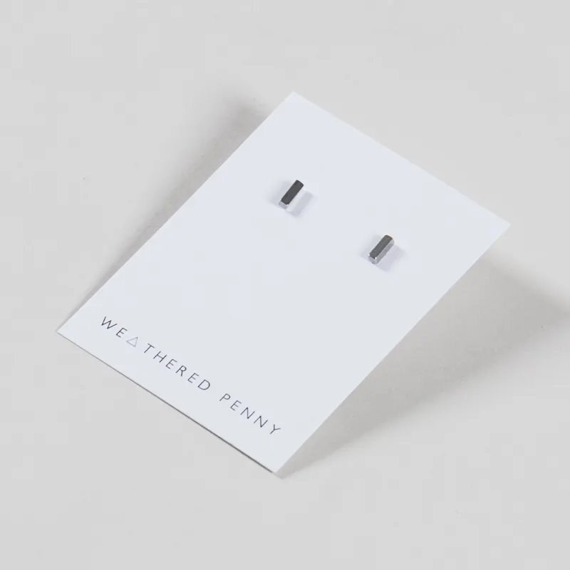 A Weathered Penny Womens Silver Bar Stud Earrings