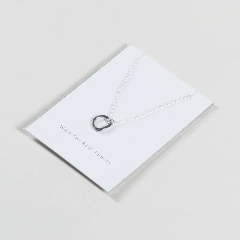 A Weathered Penny Womens Silver Sculpted Circle Chain Necklace