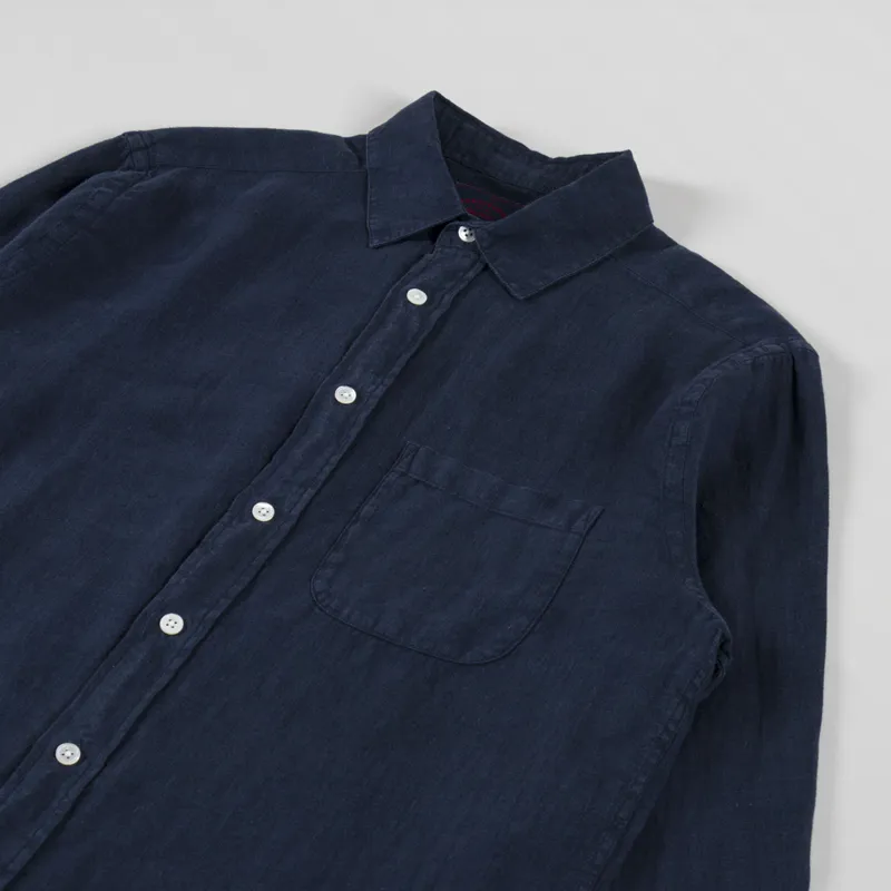 Portuguese Flannel Linen Shirt Navy-2