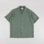 Portuguese Flannel Linen Camp Collar Shirt Dry Green