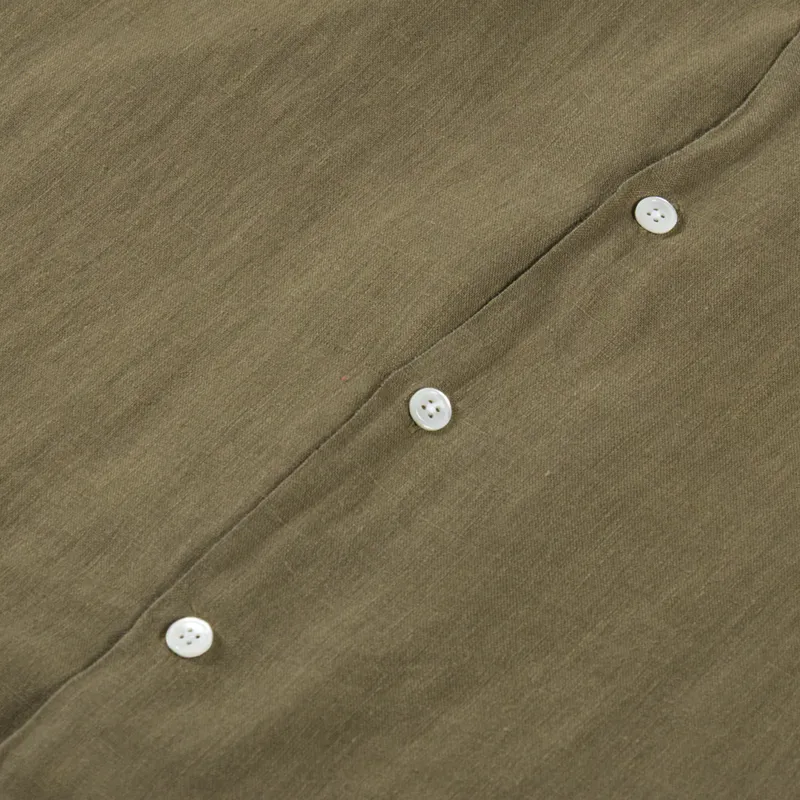 Portuguese Flannel Linen Camp Collar Shirt Olive-5