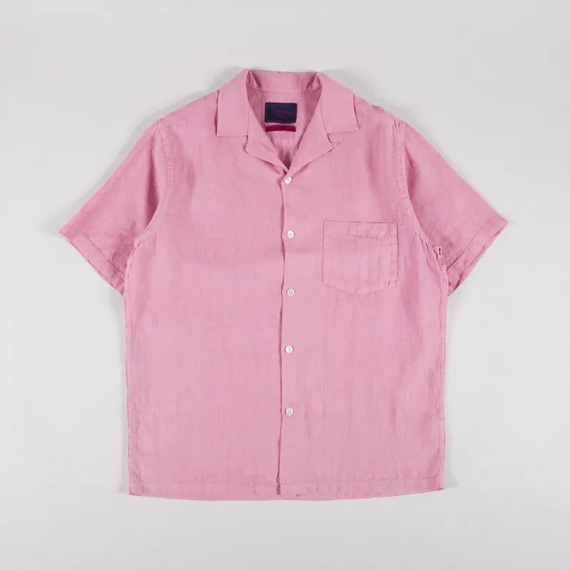 Portuguese Flannel Linen Camp Collar Shirt Rose