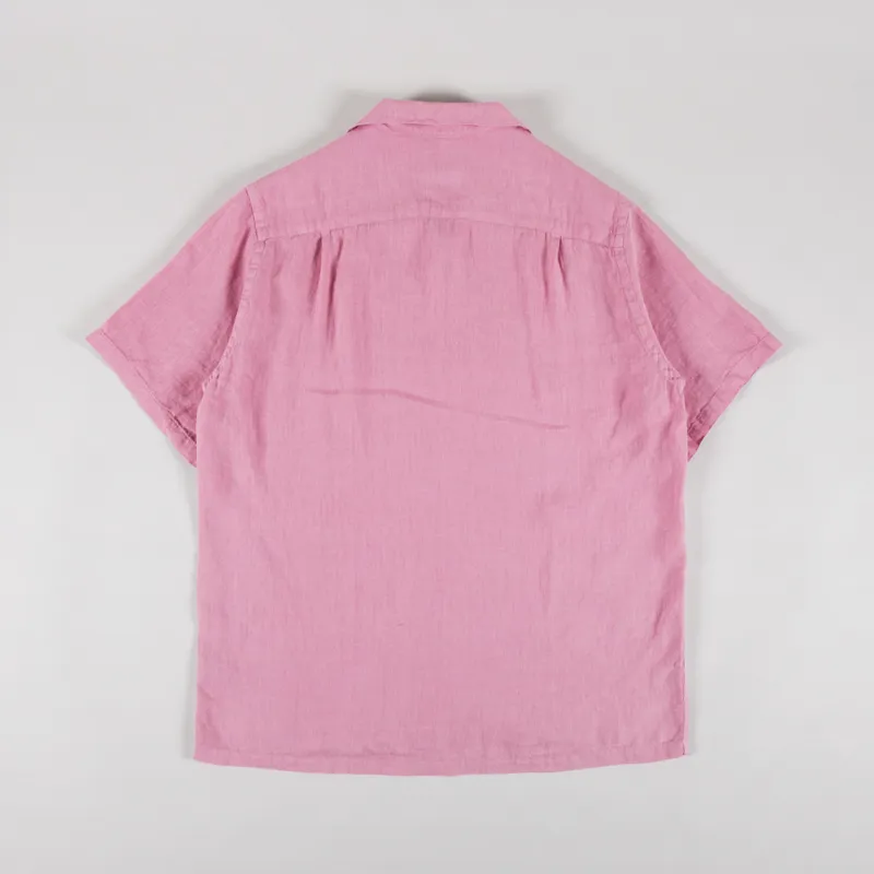 Portuguese Flannel Linen Camp Collar Shirt Rose-1