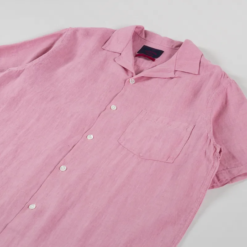 Portuguese Flannel Linen Camp Collar Shirt Rose-2
