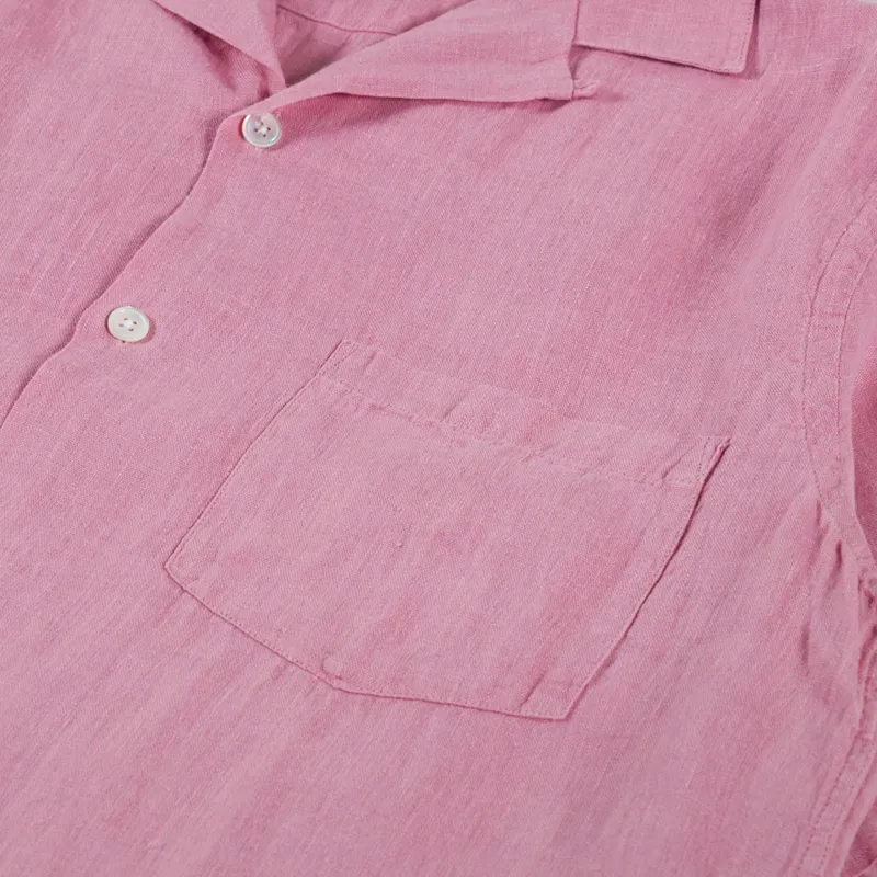 Portuguese Flannel Linen Camp Collar Shirt Rose-5