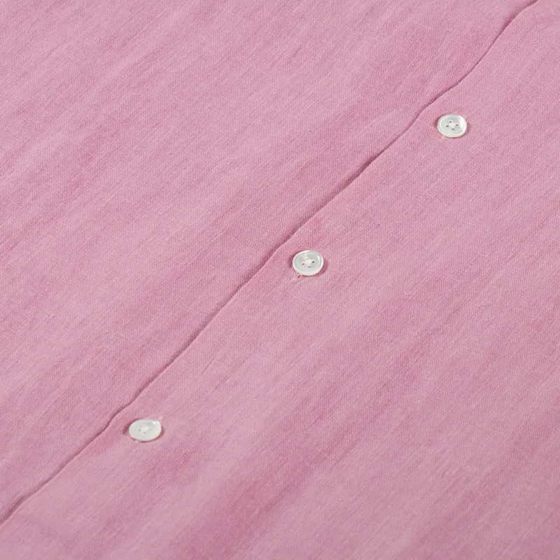 Portuguese Flannel Linen Camp Collar Shirt Rose-6