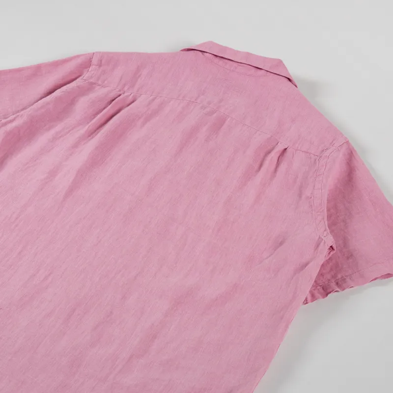 Portuguese Flannel Linen Camp Collar Shirt Rose-3