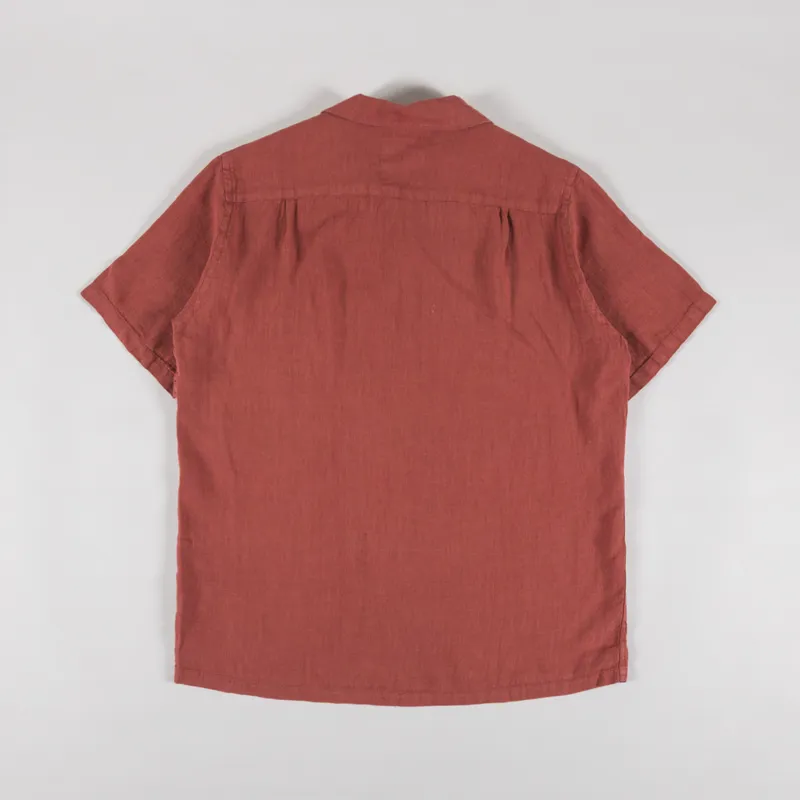 Portuguese Flannel Linen Camp Collar Shirt Terracota-1