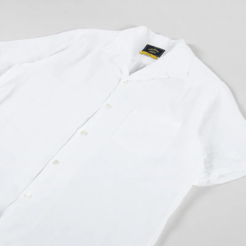 Portuguese Flannel Linen Camp Collar Shirt White-2
