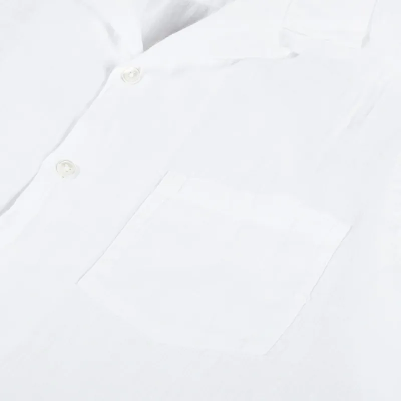 Portuguese Flannel Linen Camp Collar Shirt White-5
