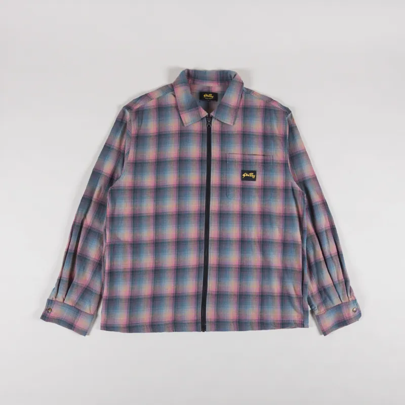 Stan Ray Zip Shirt Pink Teal Plaid