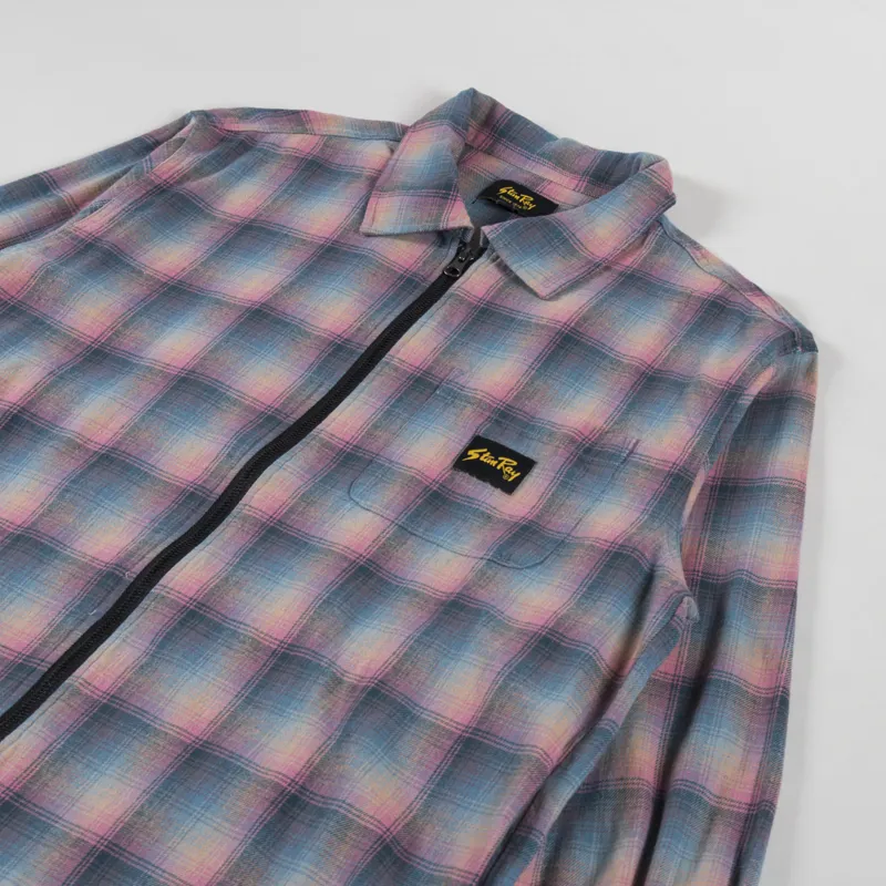Stan Ray Zip Shirt Pink Teal Plaid-2