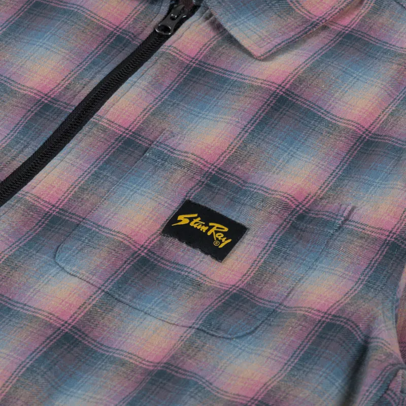 Stan Ray Zip Shirt Pink Teal Plaid-5