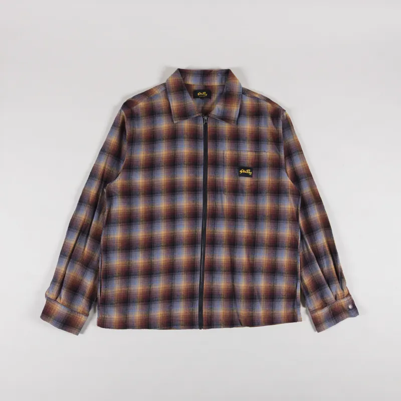 Stan Ray Zip Shirt Brown Blue Plaid