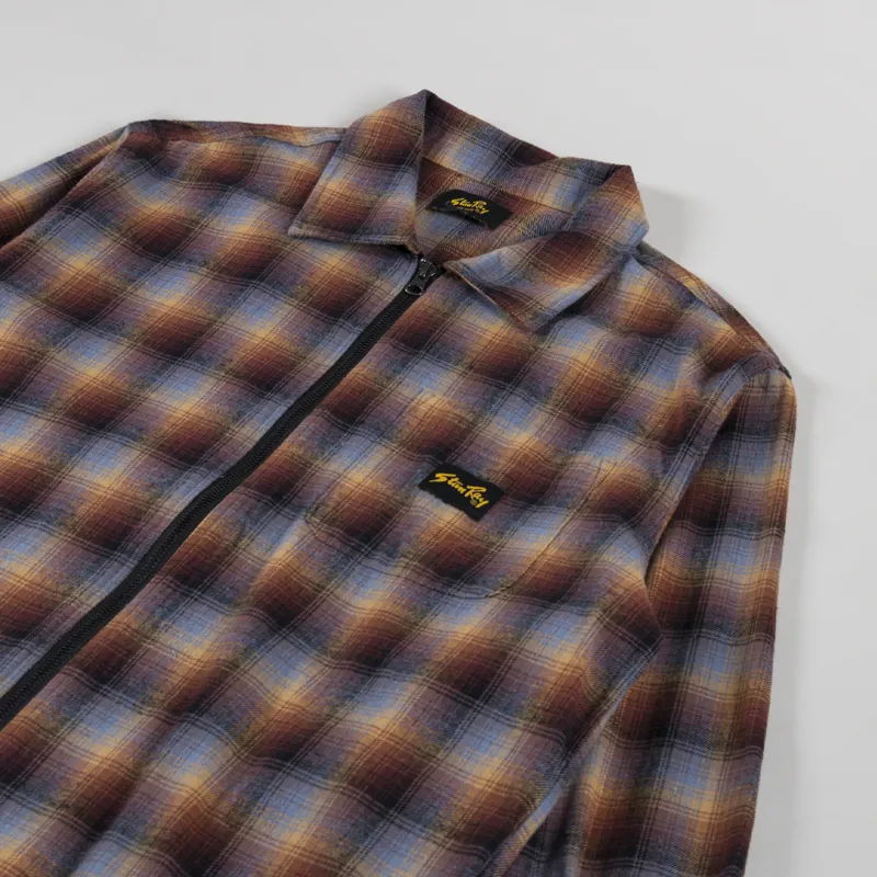 Stan Ray Zip Shirt Brown Blue Plaid-2