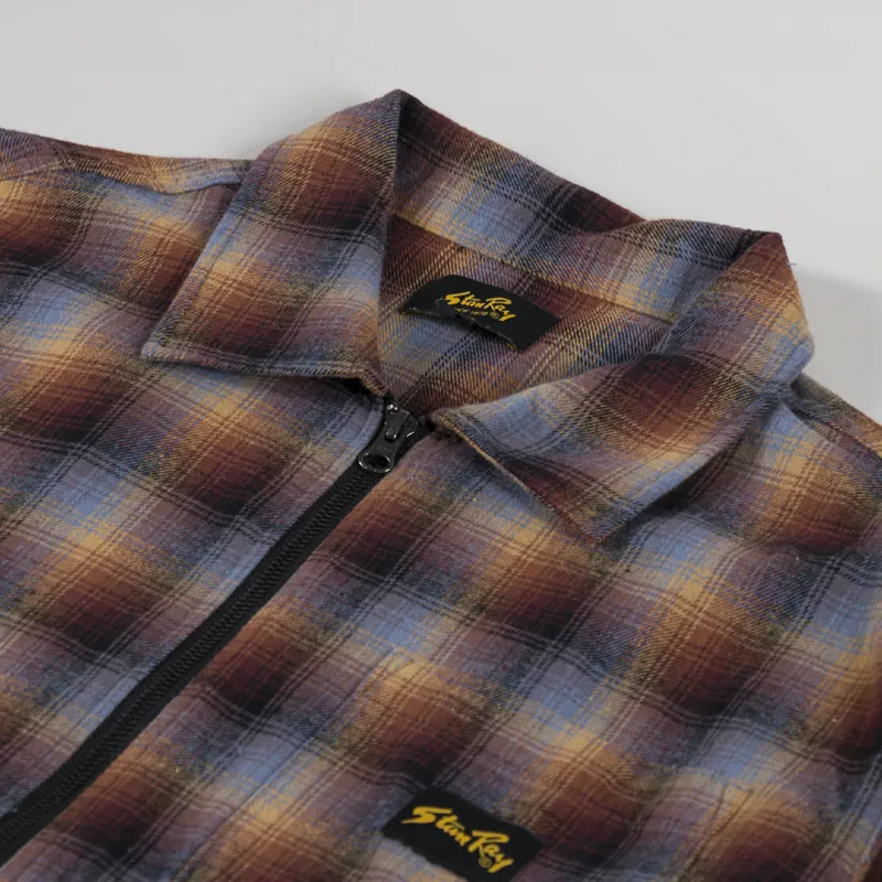 Stan Ray Zip Shirt Brown Blue Plaid-4