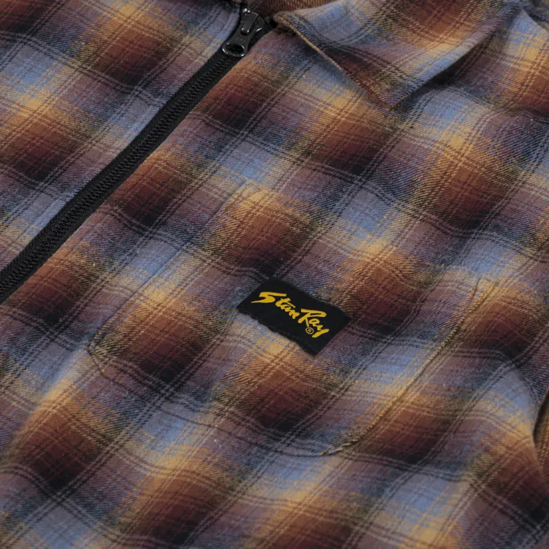 Stan Ray Zip Shirt Brown Blue Plaid-6