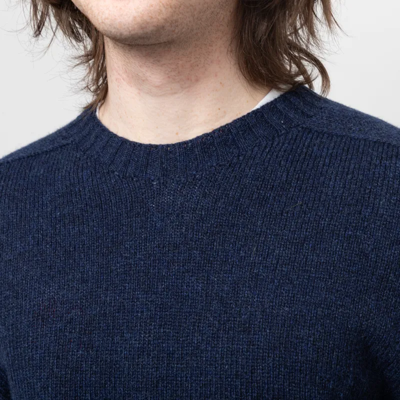 Origin Knitwear Mens Knitted Seamless Wool Crew Jumper Blue